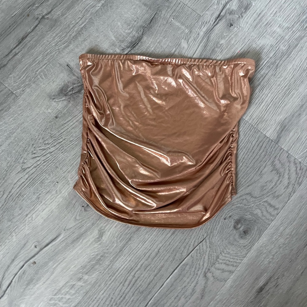 Metallic Bronze Ruched Skirt